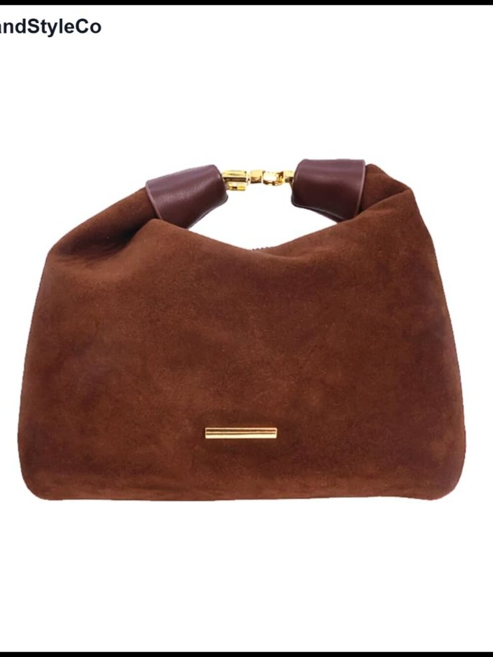 Suede Crossbody Tote Satchel with Metal Accents and Top Handle